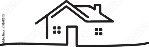 one line logo design of real estate house market agency. one line Icon drawing