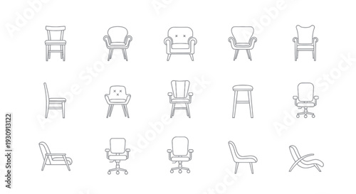 Collection of Various Chair Designs Illustrated.