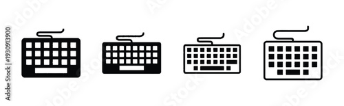 Keyboard icons set different black keyboard symbols for technology theme