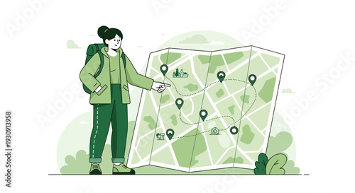 Traveler Planning Journey Discovering Destinations with Map and Route