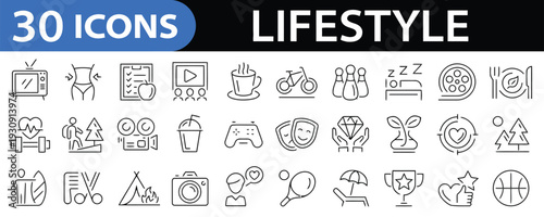 Lifestyle icons for leisure activities and personal interests flat design