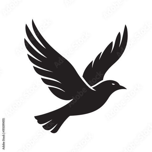Black silhouette vector of a flying bird