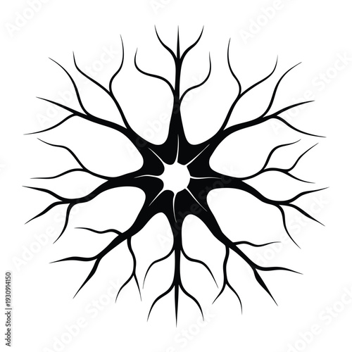 Abstract Neural Branch Network Symbol Black and White Brain Connection Concept