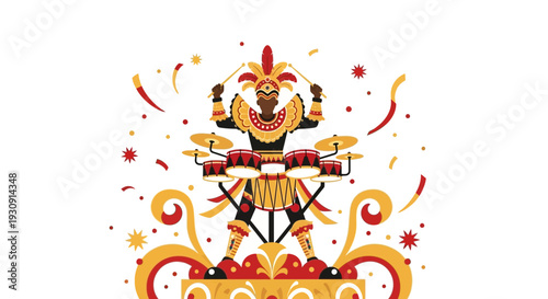 Vibrant Carnival Drummer Percussionist Festive Performance Art