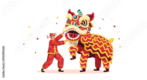Vibrant Chinese Lion Dance Performance Festive Celebration