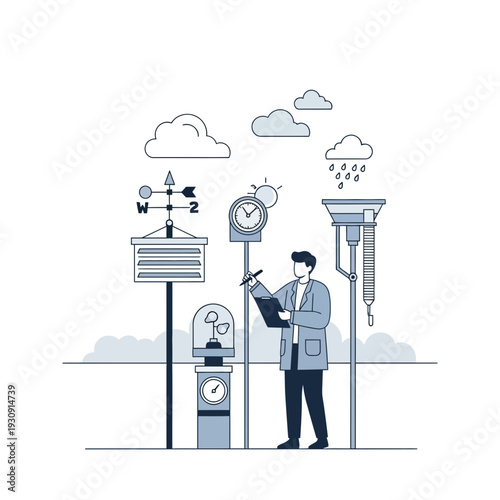 Weather Forecasting Station Scientist Observing Atmospheric Conditions