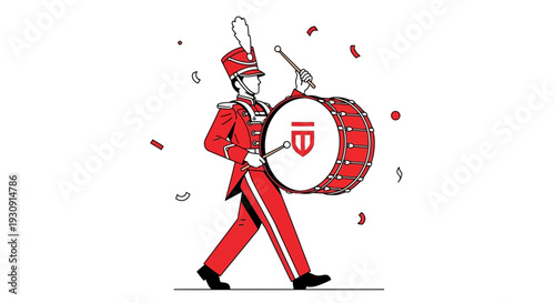 Vibrant Marching Band Drummer Celebration Confetti