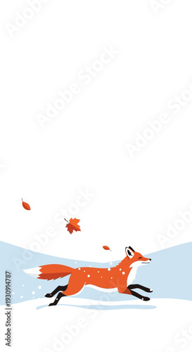 Whimsical Autumn Fox Frolics Through Falling Leaves And Snow