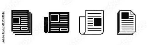 Newspaper icons showing folded and stacked pages