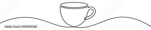 Coffee cup continuous line drawing illustration design representing a simple and modern take on morning beverages.