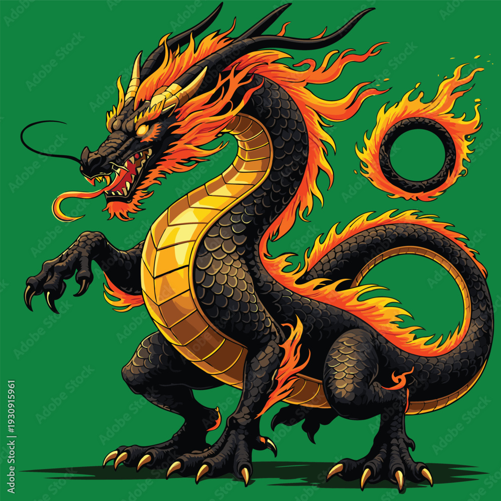 Fototapeta premium detailed and natural Asian dragon vector image