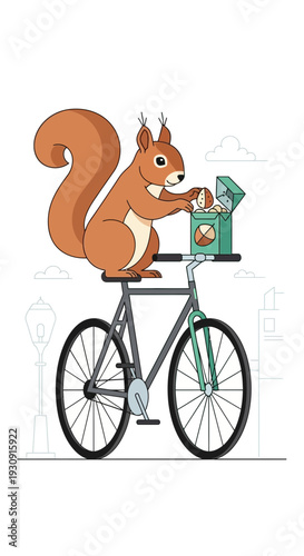 Whimsical Squirrel Embarks On A Joyful Bicycle Adventure Delivering Treats