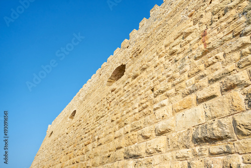 Detail of the famous symbol of Venice placed on the external entrance wall of the Venetian fortress in Heraklion. Crete, Greece. 