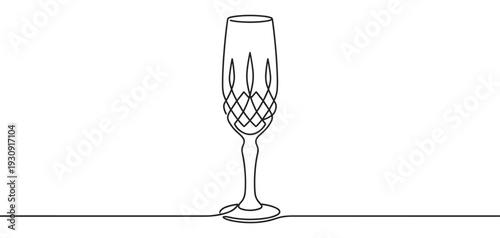 Elegant champagne flute drawn with a single continuous line, perfect for celebrating special occasions and festive events.