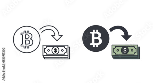Bitcoin exchange to and from traditional currency a graphic silhouette