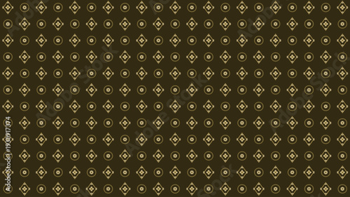 Seamless elegant dark brown background featuring golden geometric floral motifs in a diamond lattice pattern perfect for luxury wallpaper and sophisticated textile design