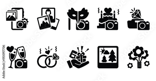 Photography icons for events, celebrations, and creative projects