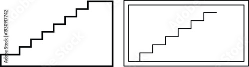 Staircase symbol line icon vector illustration set featuring simple steps and climbing stairway graphics isolated on white background for business success and progress concepts.