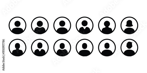 Profile avatar icons representing users and team members in a circle frame