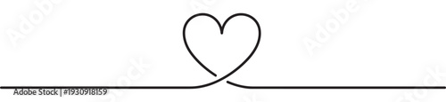 Heart line drawing illustration with a continuous black stroke forming a beautiful symbol of love and connection.