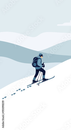 Winter Ascend Snowy Peak Adventure Outdoor Recreation Scenic Journey