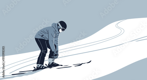 Winter Athlete Prepares For Descent On Snowy Slopes Minimalist Style