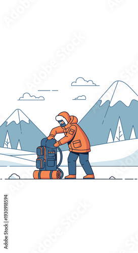 Winter Expedition Preparation Minimalist Outdoor Adventure Scene