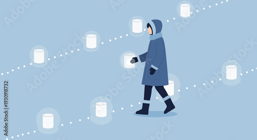 Winter Traveler Following Digital Data Trails