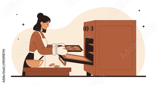 Woman Baking Cookies: An Illustration Of Culinary Joy And Home Baking Activities