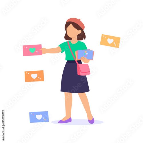 Invitation Distribution, sending invites to event attendees, Flat vector character illustration