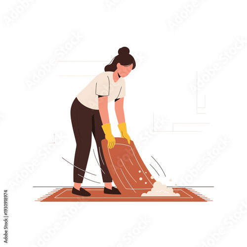 Woman Cleaning A Carpet With Foam For A Fresh Home Environment
