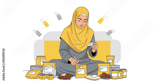 Woman Entrepreneur Packaging Goods for Online Sales