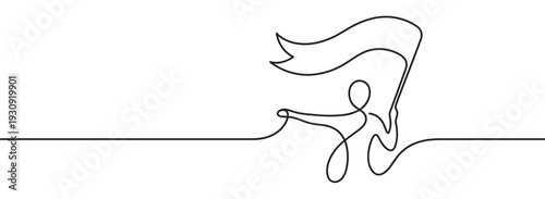 Elegant minimalist continuous line art of a swan with a flowing ribbon design creating a graceful and artistic illustration.