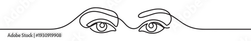 Continuous line drawing of two human eyes creating an elegant minimalist design element for various creative projects.
