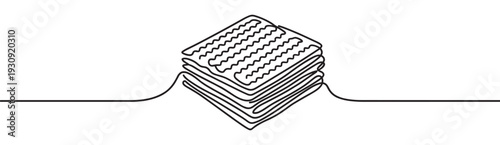 Stack of crackers drawn in a continuous line art style, creating a minimalist and modern graphic illustration for food concepts.