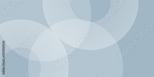 Modern abstract background with soft concentric circles created by thin blue and white lines, expressing balance, motion, and simplicity.