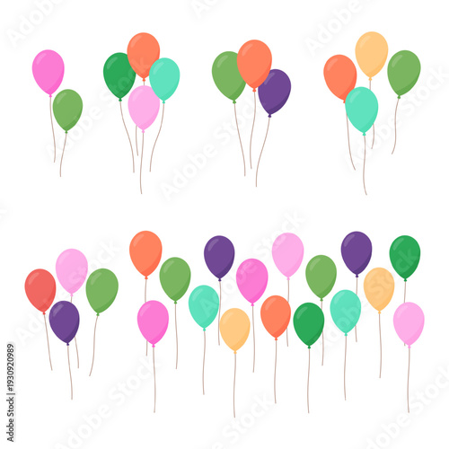 Bright balloons. Shiny helium balloon collection for celebration, birthday and festive design