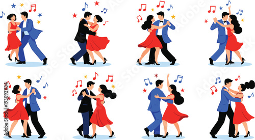 Couple Dancing Celebration Music Notes Event