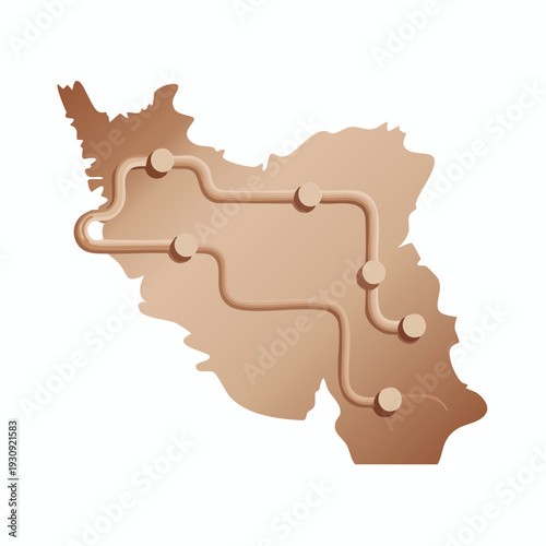 Map of Iran with Transportation Network connect illustration