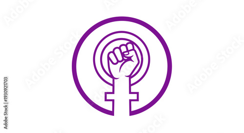 Feminist symbol with raised fist and female sign.