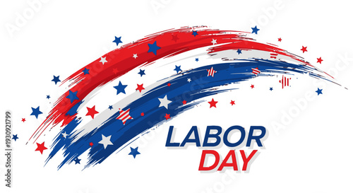 Labor Day Celebration with Red White and Blue Stars.