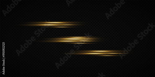 Glowing Golden Star Light Effect with Sparkle Rays and Lens Flare Illumination on Transparent Background