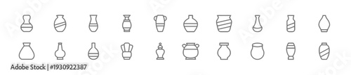 Assortment of pottery vase icons showcasing diverse ceramic vessel designs