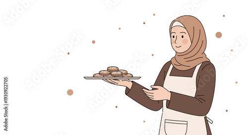 Woman In Hijab Presents Delicious Cookies Freshly Baked Treat Serving Homemade Delights
