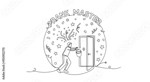 Prankster Opens Door with Bucket of Confetti and Stars, Fun Surprise