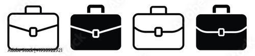 Business briefcase icons in black and white for professional and corporate themes