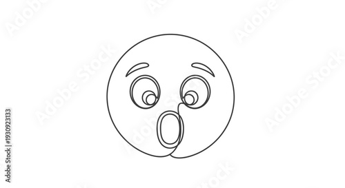Surprised Emoji Line Art, Shocked Face Icon, Open Mouth, Wide Eyes, Astonished Expression