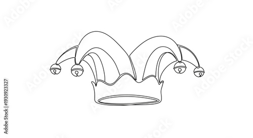 Jester Hat Outline with Bells