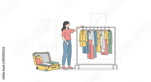 Woman Packing Suitcase And Selecting Clothes For Trip