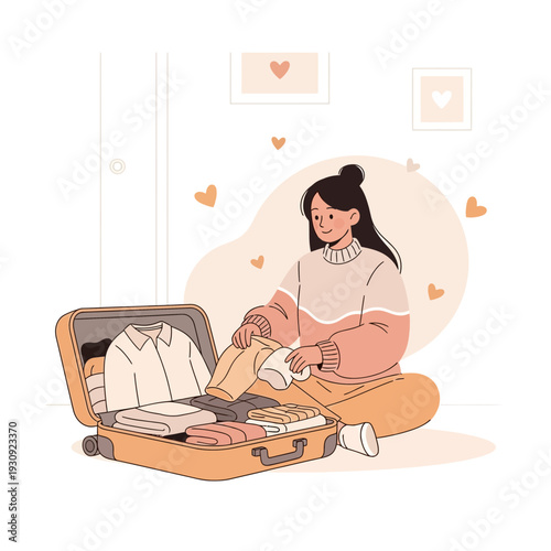 Woman Packing Suitcase For Upcoming Vacation Adventure